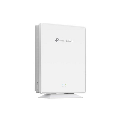 Weißes TP-Link Omada Gerät. Auf der Front sind zwei blaue und grüne Lichter zu sehen.