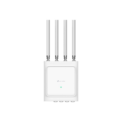 Weißer WLAN-Router mit vier Antennen. Das Logo von tp-link / Omada ist zu sehen.