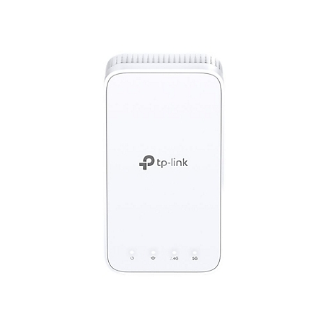 Routeur TP-Link blanc. Fentes de ventilation en haut, LED d'état en bas.