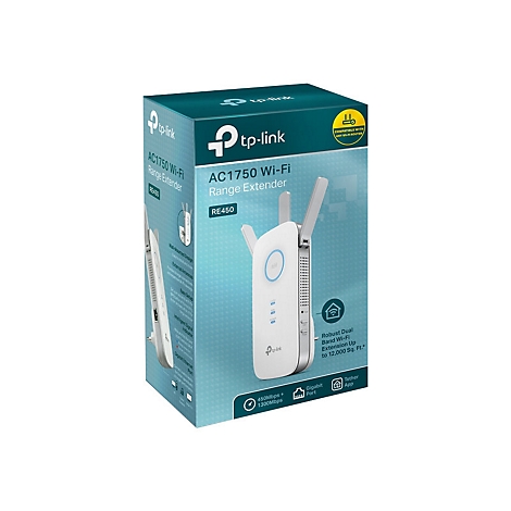 Verpackungskarton des TP-Link AC1750 Wi-Fi Range Extender RE450.