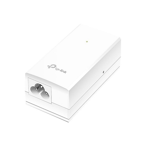 WeiÃŸes Netzteil von tp-link. Zwei Steckdosen sind an einer Seite zu sehen. Ein grÃ¼nes Licht leuchtet.