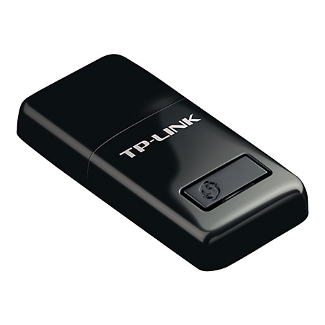 Schwarzer USB-WLAN-Adapter mit dem Logo TP-LINK.