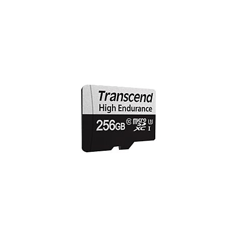 Schwarze und weiÃŸe Transcend Micro SDXC Karte mit 256 GB Speicher.