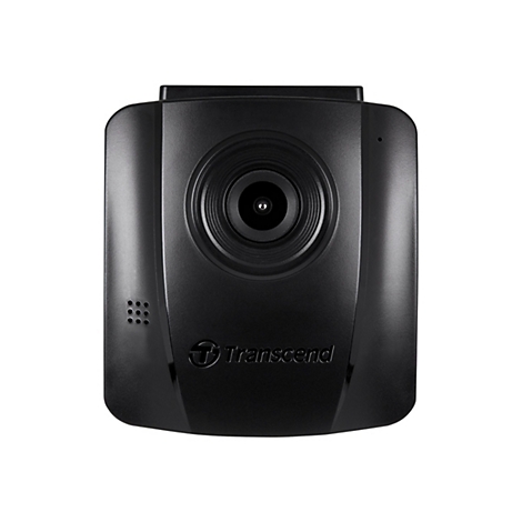 Schwarze Transcend Dashcam in Frontansicht mit zentralem Objektiv.