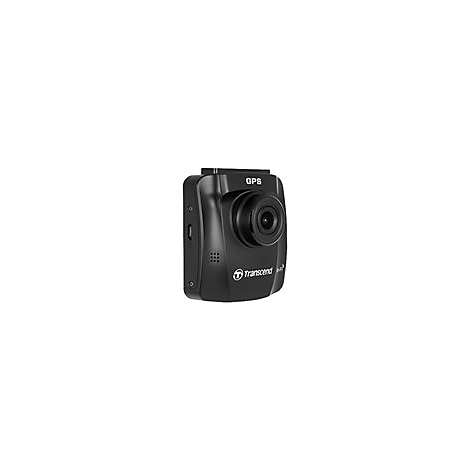 Schwarze Dashcam mit Objektiv und GPS-Schriftzug. Das Logo von Transcend ist unten.