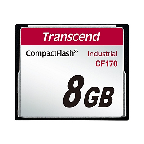 KompaktFlash-Speicherkarte von Transcend. Die Karte zeigt 8GB Speicherkapazität.