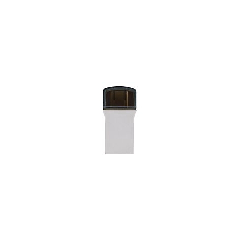 Ein weiÃŸer USB-Stick mit einem dunklen, abgerundeten Deckel.