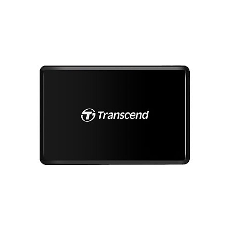 Schwarze Transcend SSD, das Logo und der Schriftzug sind weiß dargestellt.