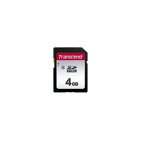 Carte SD noire avec l'inscription rouge "Transcend" et la capacité "4 Go".