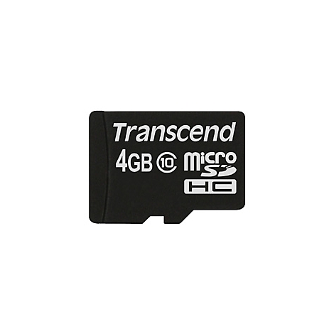 Carte microSDHC noire Transcend 4 Go.
