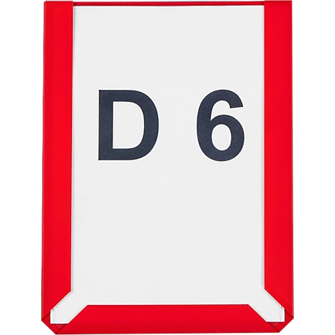 A white sheet with black text "D 6" in a red frame.