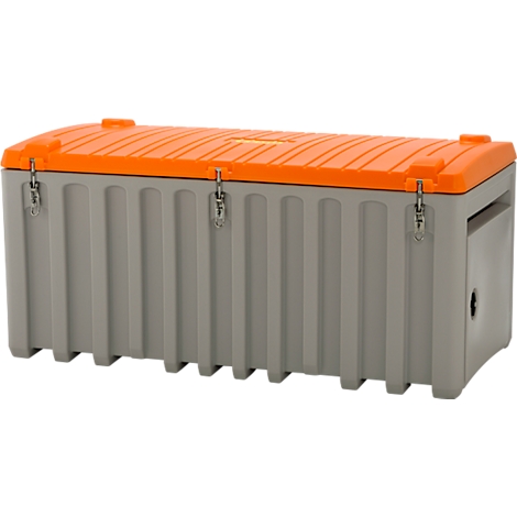 Transport- en platformkist CEMO CEMbox 750, polyethyleen, 750 l, L 1700 x B 840 x H 800 mm, stapelbaar, met zijdeur, grijs/oranje