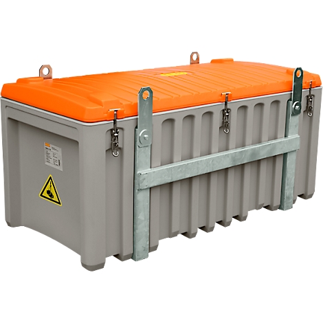 Transport- en platformkist CEMO CEMbox 750, polyethyleen, 750 l, L 1700 x B 860 x H 800 mm, stapelbaar, kraanbaar, grijs/oranje