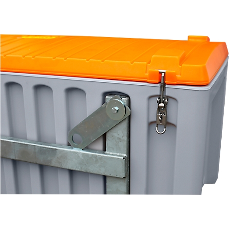 Transport- en platformkist CEMO CEMbox 750, polyethyleen, 750 l, L 1700 x B 860 x H 800 mm, stapelbaar, kraanbaar, grijs/oranje