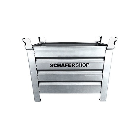 Metallbehälter mit dem Aufdruck 'SCHÄFERSHOP'.