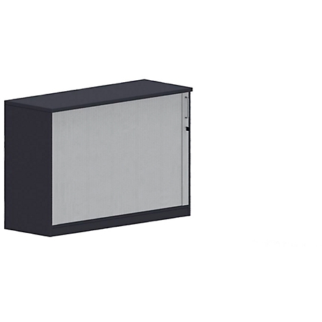 Dark grey cabinet with a silver-grey front. The detail image shows the side and the front.