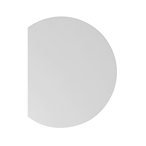 Grey, semi-circular object against a white background.