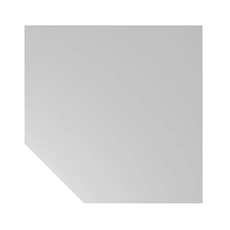 Gray rectangular shape with a beveled corner on a white background.