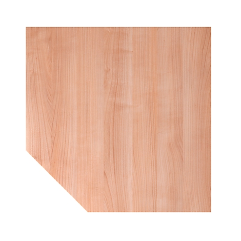 Close-up of a square wooden panel with a flattened corner. The wood grain is clearly visible.