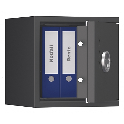 Tresor Lyra 2, Widerstandsgrad I nach EN 1143-1, Volumen 31 l, Türanschlag rechts, Doppelbartschloss mit 2 Schlüsseln, 1 Fachboden, inkl. Verankerungsmaterial, B 400 x T 420 x H 405 mm, graphitgrau RAL 7024