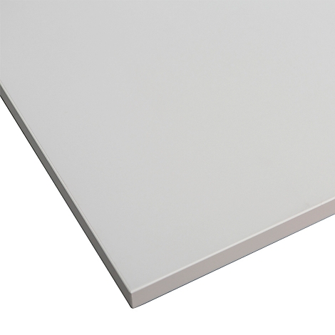 Gray table top, seen slightly angled from the corner. The edge is slightly offset.