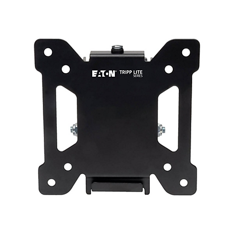 Support mural TV noir, Eaton Tripp Lite Series, sur fond blanc. Le support comporte des trous pour les vis.