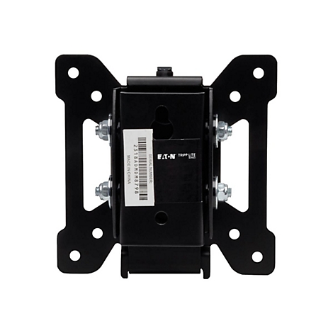 Support métallique noir, fixé avec des vis. Autocollant avec numéro de série, "Eaton Tripp Lite Series", "Made in China".