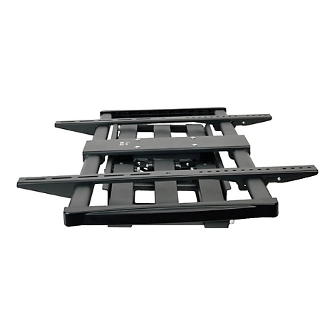 Schwarze TV-Wandhalterung, drehbar und neigbar, vor weißem Hintergrund.