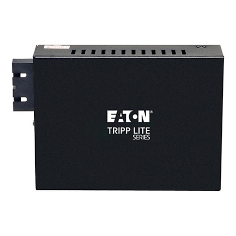 Schwarzer Netzwerk-Switch mit Eaton Tripp Lite Series Logo und Anschlüssen.