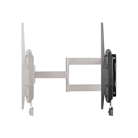 Wandhalterung für Fernseher, schwarz, mit Zahlenschlössern.