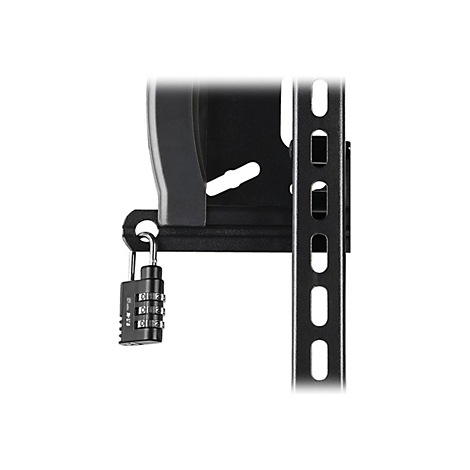 Nahaufnahme eines schwarzen Kombinationsschlosses an einem Metallrahmen. Die Ziffern sind gut sichtbar.