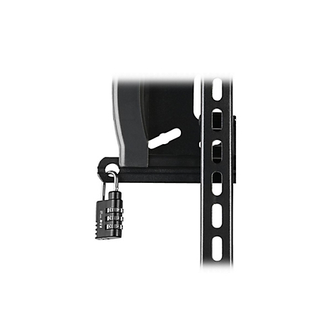 Detailaufnahme einer schwarzen Kombinationsschloss am Halterung.