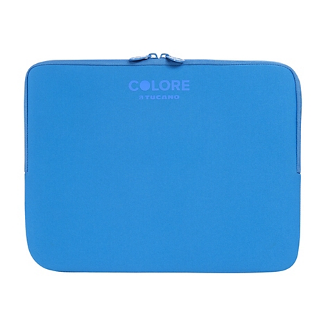 Blaue Laptoptasche mit ReiÃŸverschluss und dem Schriftzug COLORE von Tucano.