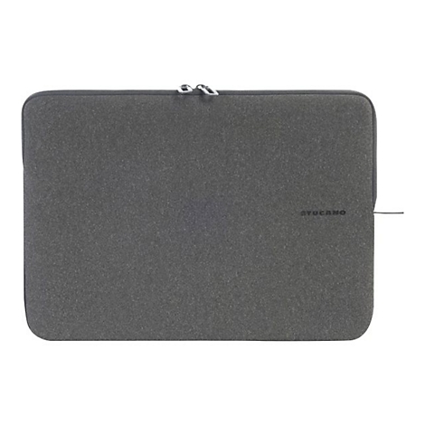Dunkelgraue Laptoptasche mit ReiÃŸverschluss und Logo. Das Produkt steht vor einem weiÃŸen Hintergrund.