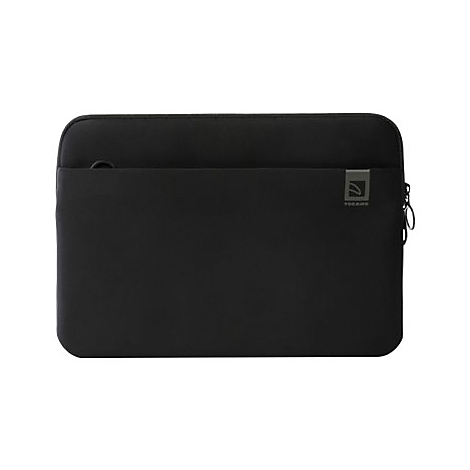 Schwarze Laptoptasche mit ReiÃŸverschluss und Logo.
