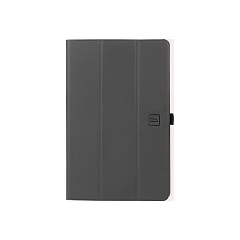 Dunkelgraue Tablet-HÃ¼lle mit Magnetverschluss.