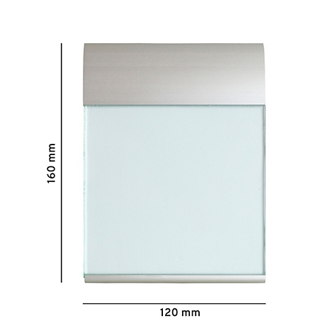 Quadratische Leuchte mit silberner Blende, Maße: 160 mm x 120 mm.