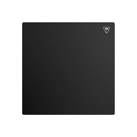 Tapis de souris rectangulaire noir avec logo dans le coin.