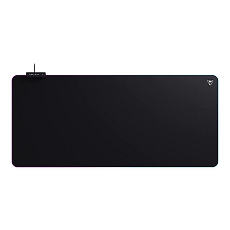 Tapis de souris de jeu noir avec éclairage RVB. "TURTLE BEACH" est écrit sur le bord supérieur.