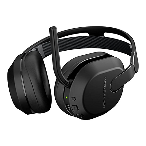 Casque de jeu Turtle Beach noir avec microphone et coussinets d'oreille rembourrés.
