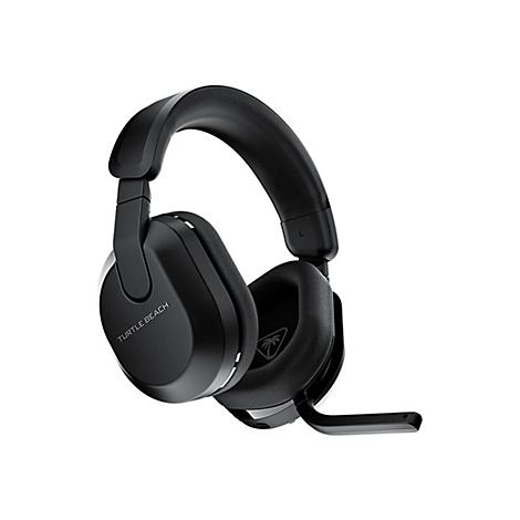 Schwarzes Turtle Beach Gaming-Headset. Auf den Ohrmuscheln ist der Schriftzug Turtle Beach zu sehen. Ein Mikrofon ist angebracht.