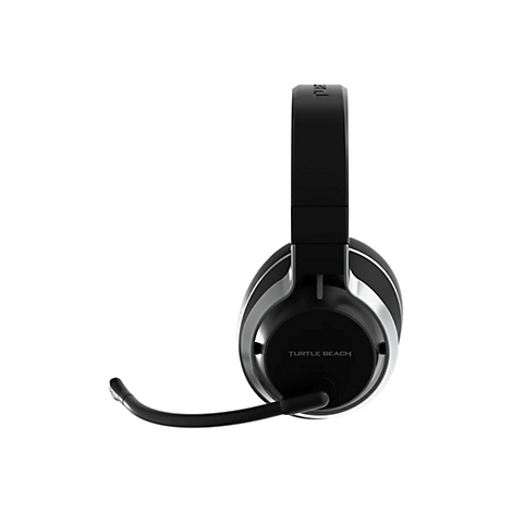 Schwarzes Gaming-Headset mit Mikrofon vor weiÃŸem Hintergrund. Der Markenname Turtle Beach ist sichtbar.