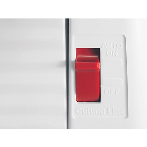 Red switch on white background. Labeled Auto On/Off. Below Cutting Line.