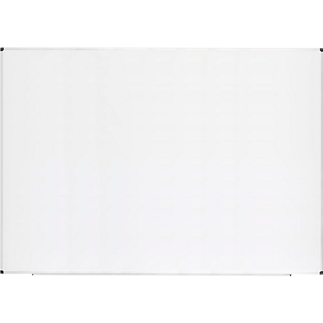 Große, rechteckige weiße Tafel mit schmalem silbernen Rahmen. Die Tafel ist leer.