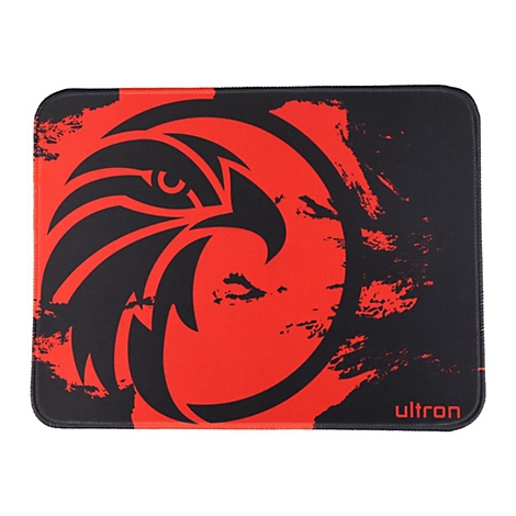 Rechteckiges Mauspad mit schwarzem Adler-Logo auf rotem Grund und Ultron-Schriftzug.