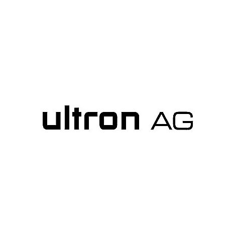 Schwarzes Firmenlogo der ultron AG auf weißem Hintergrund.