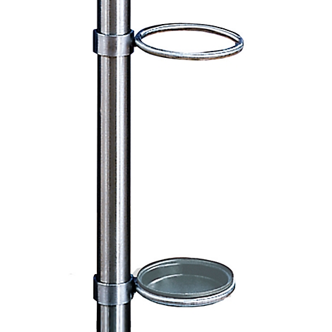Stand with holders: Ring at the top, plate at the bottom.