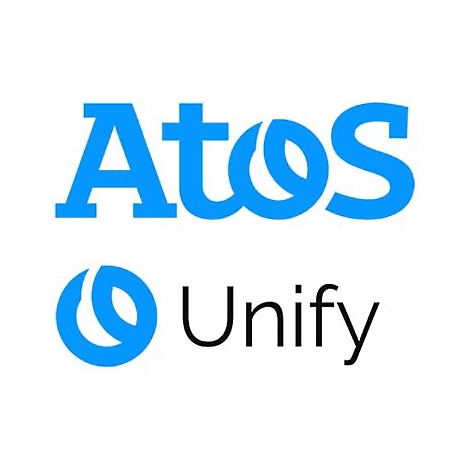 Das Logo von Unify, jetzt Teil von Mitel, vor weißem Hintergrund.