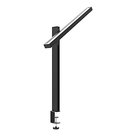 Schwarze Klemmleuchte, schlankes Design, LED-Lichtleiste, die Lampe kann geneigt werden.
