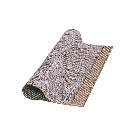 Rolled-up felt carpet with a brown-beige melange pattern, detail view.